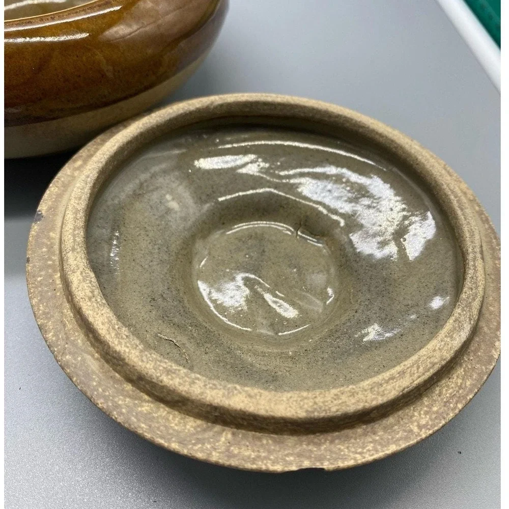 Le Cheval Studio Pottery Lidded Vessel Brown‎ Glazed Stoneware Trinket Bowl
